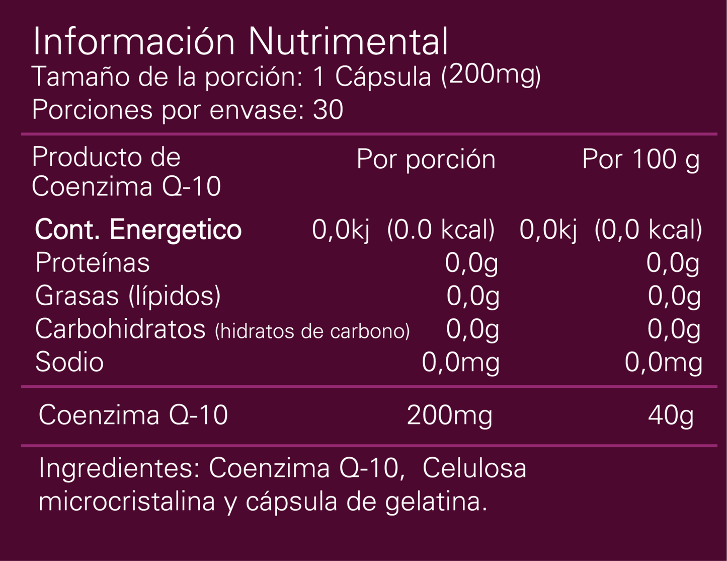 Coenzima CO Q-10 200mg c/30tabs