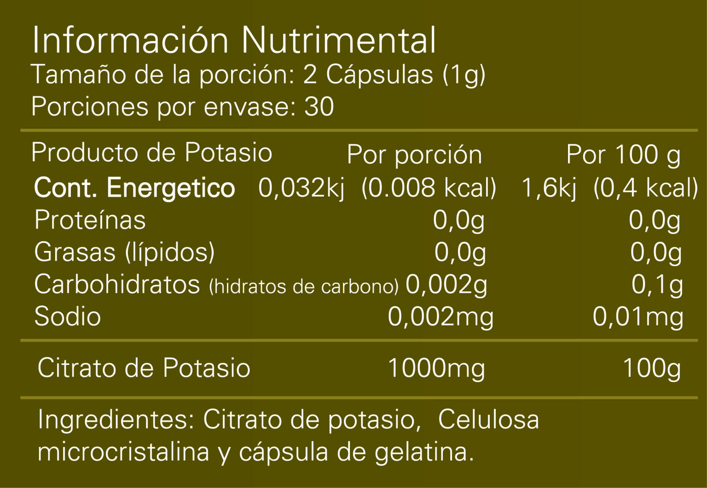 Citrato de Potasio Alpha 500mg c/60 caps