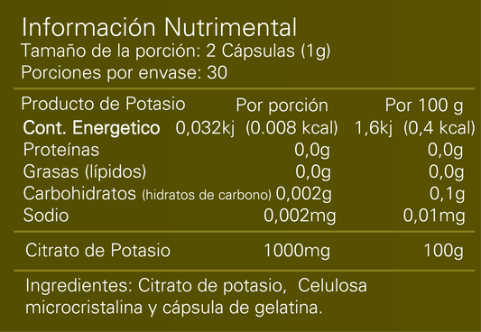 Citrato de Potasio Alpha 500mg c/60 caps